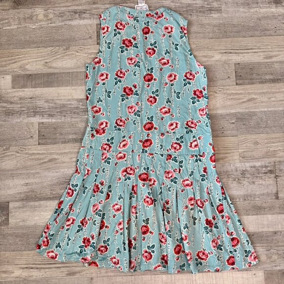 April Cornell Blue Red Floral Sleeveless Drop Waist Dress D19 - Picture 6 of 6